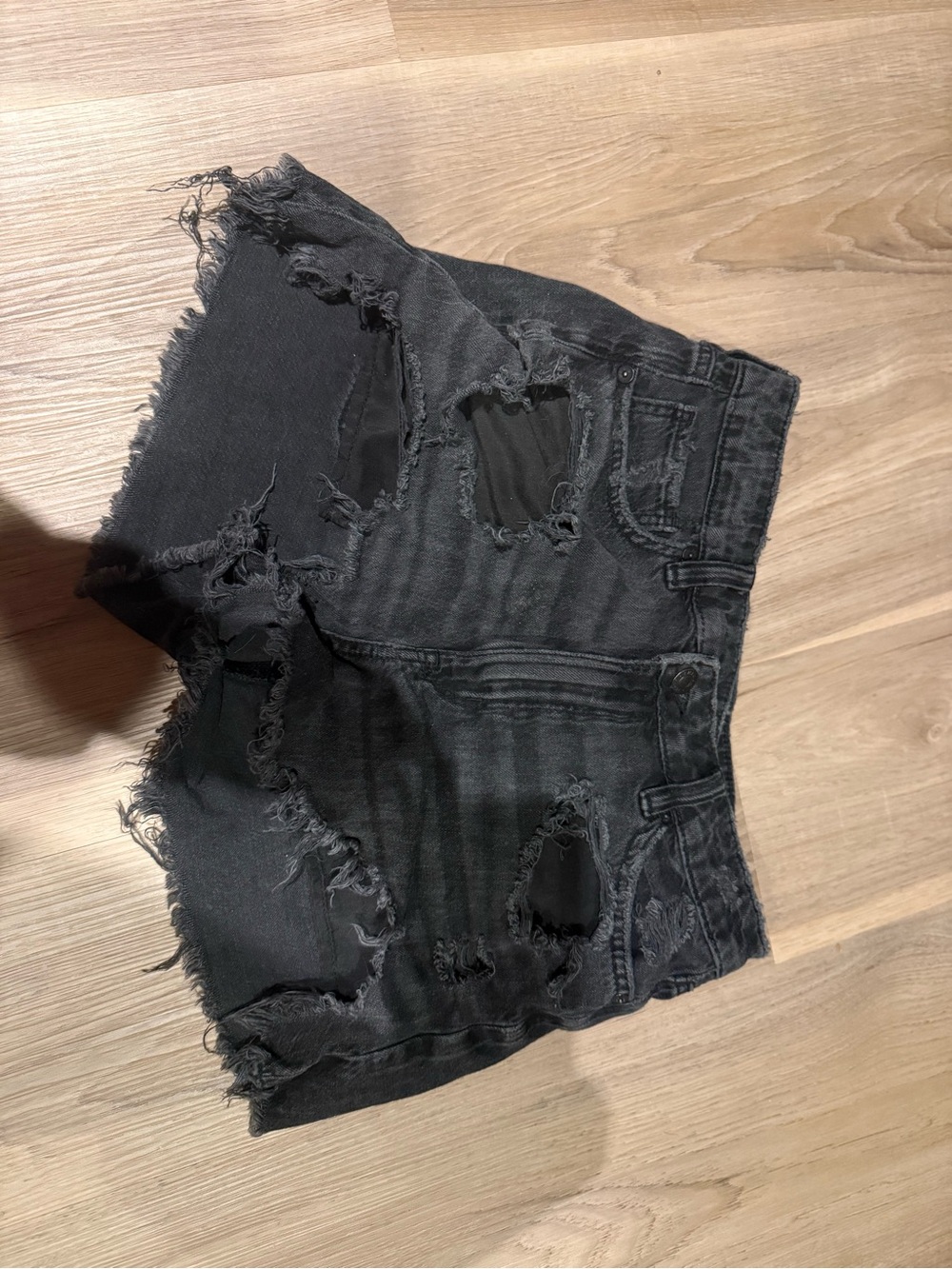 American Eagle Outfitters Black Distressed Denim Cutoff Shorts